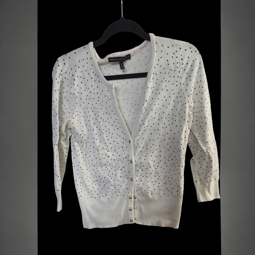 White House Black Market Polka Dot Cardigan.